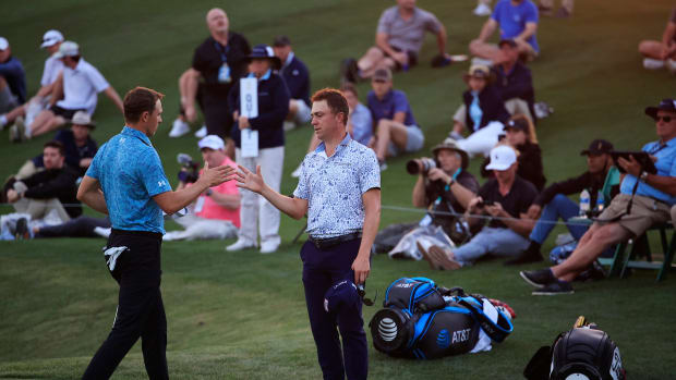 Jordan Spieth (left) with Justin Thomas at the 2023 Players Championship.